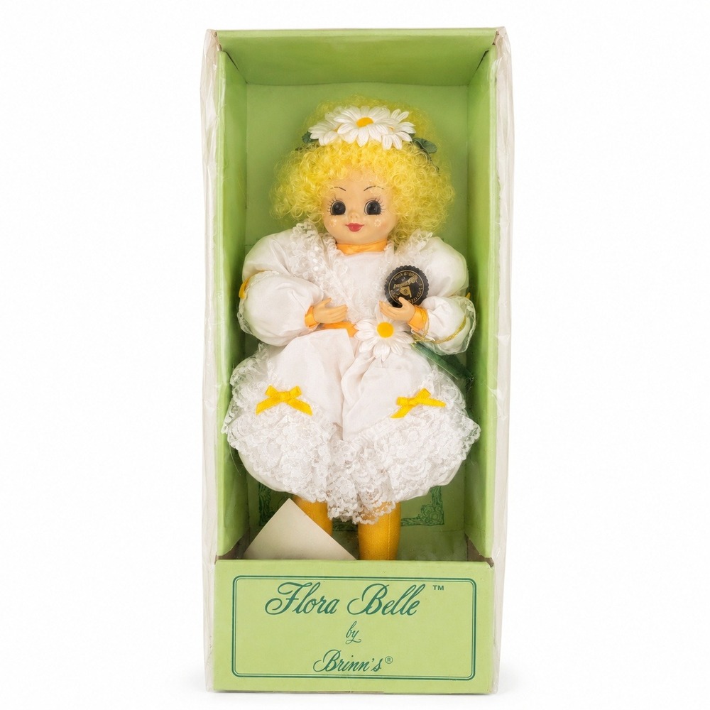 Brinn's Flora Belle Miss Daisy April Doll 15" White Yellow New 1987 Collectible